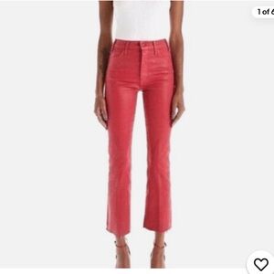 MOTHER The Hustler Red Ankle Fray Jeans